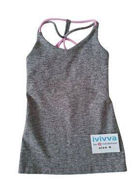Ivivva Girl by Lululemon🍋 Tank top Gray Heather & Pink cute back size 6